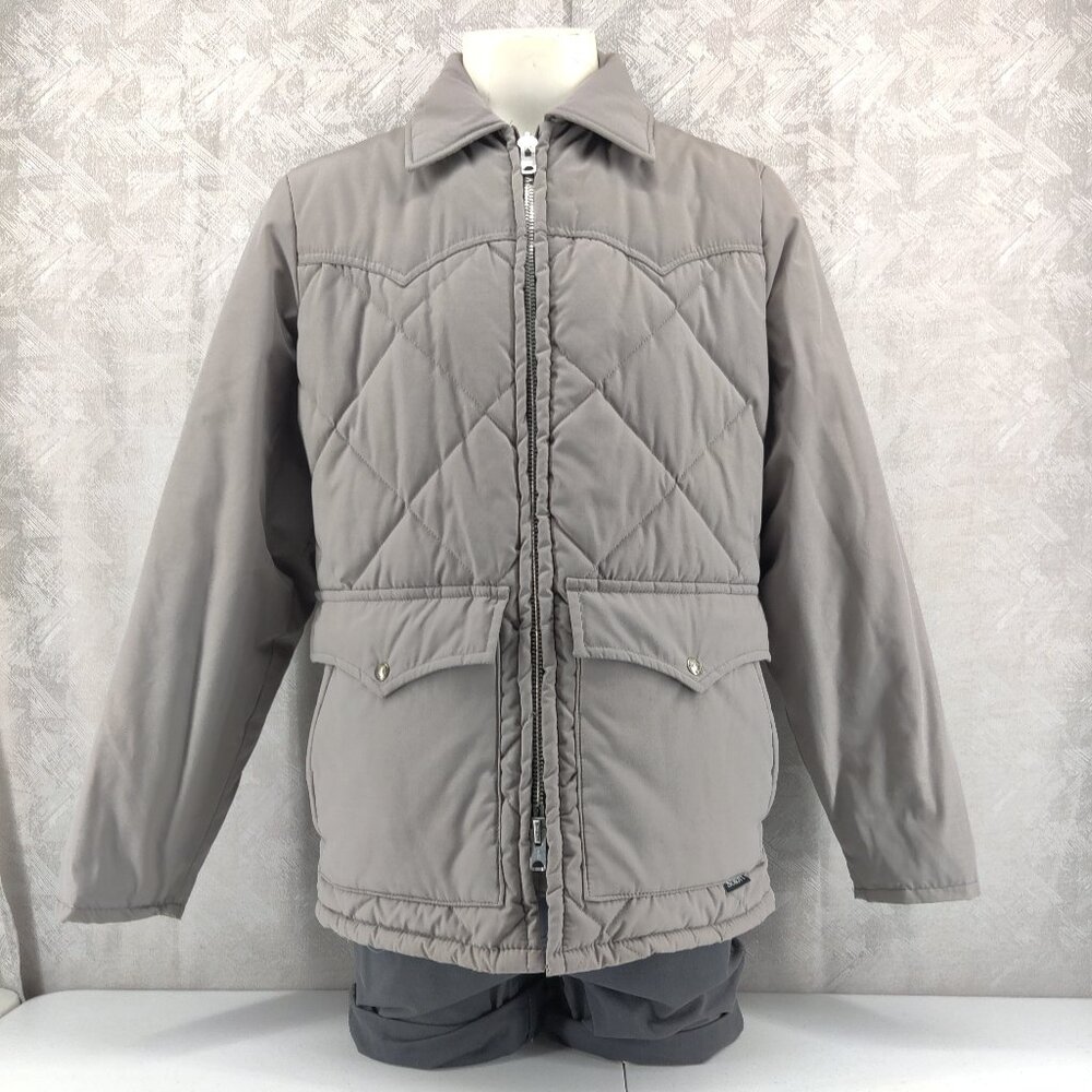 Vintage Schott NYC Western Jacket Men Medium Gray Puffer Cowboy‎ Outdoors Chore